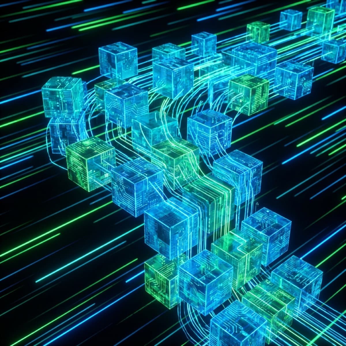 Code blocks self-assembling into software structures