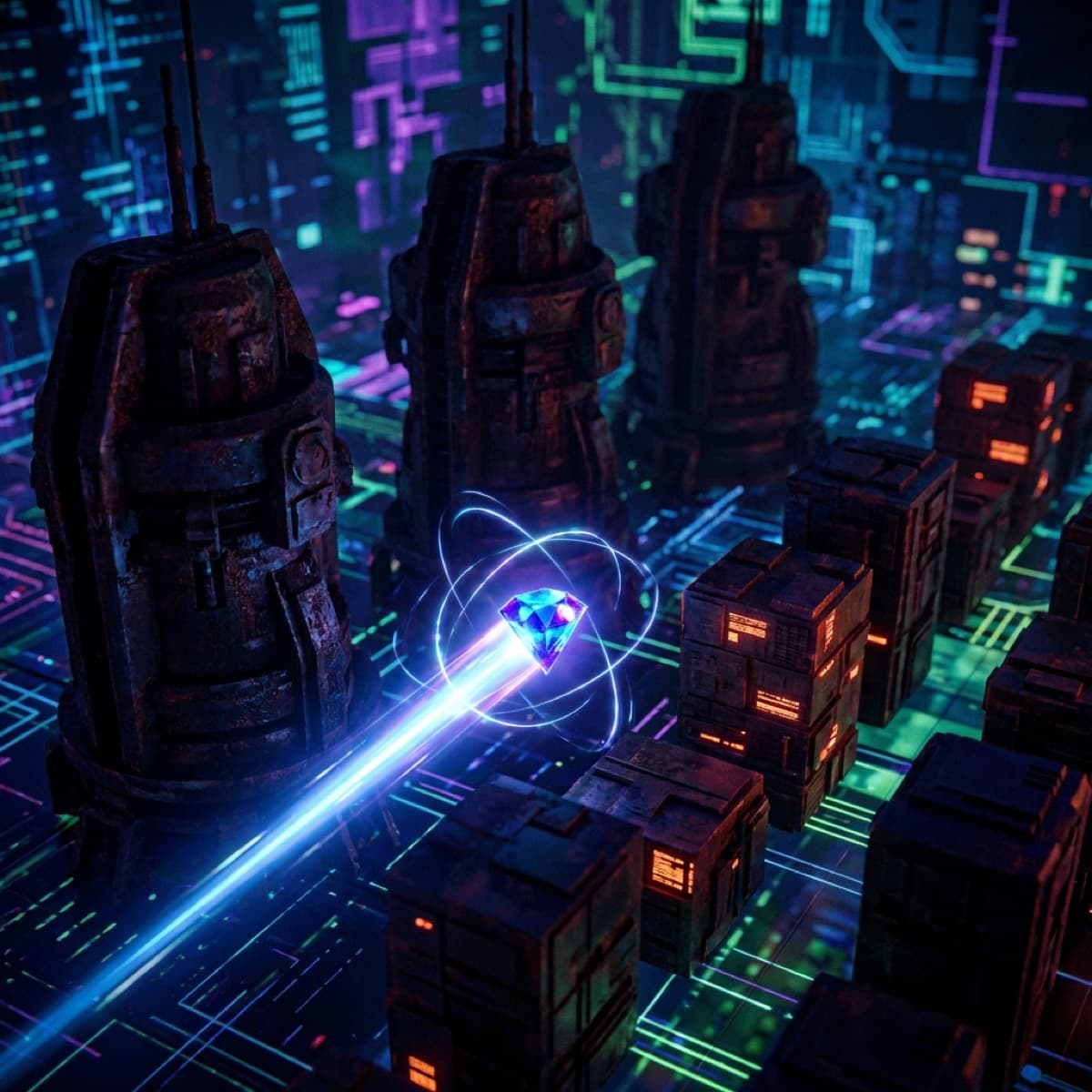 Abstract representation of small efficient AI models outpacing larger ones