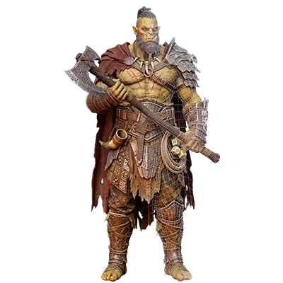 An orc warrior game character with detailed armour, generated as a textured 3D model by Tripo AI from a single reference image.