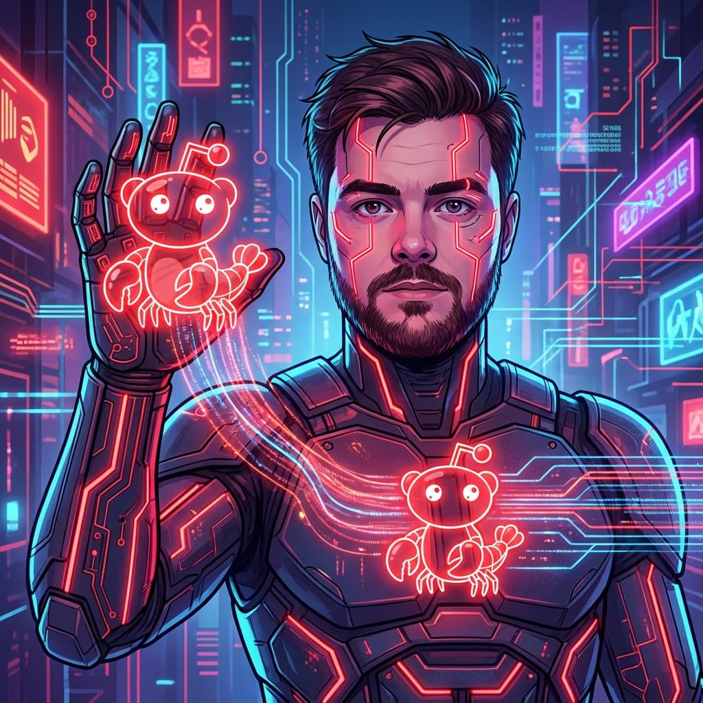 Matt Schlicht, the founder of Moltbook, in a stylized AI integration