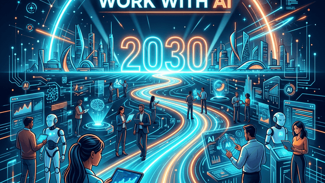 Learn to work with AI by 2030 career transition graphic