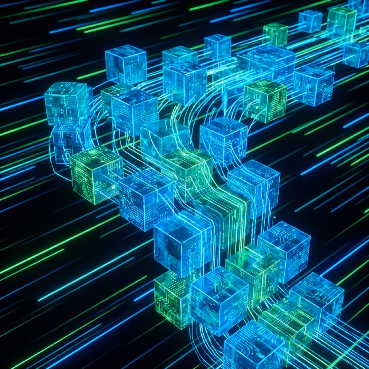 Code blocks self-assembling into software structures