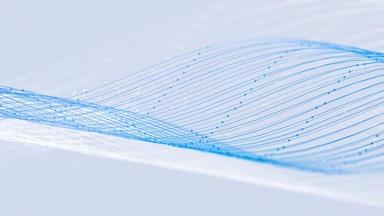 Meta's artwork for the Muse Spark Open announcement: blue arrowed flow lines sweeping across a pale surface.