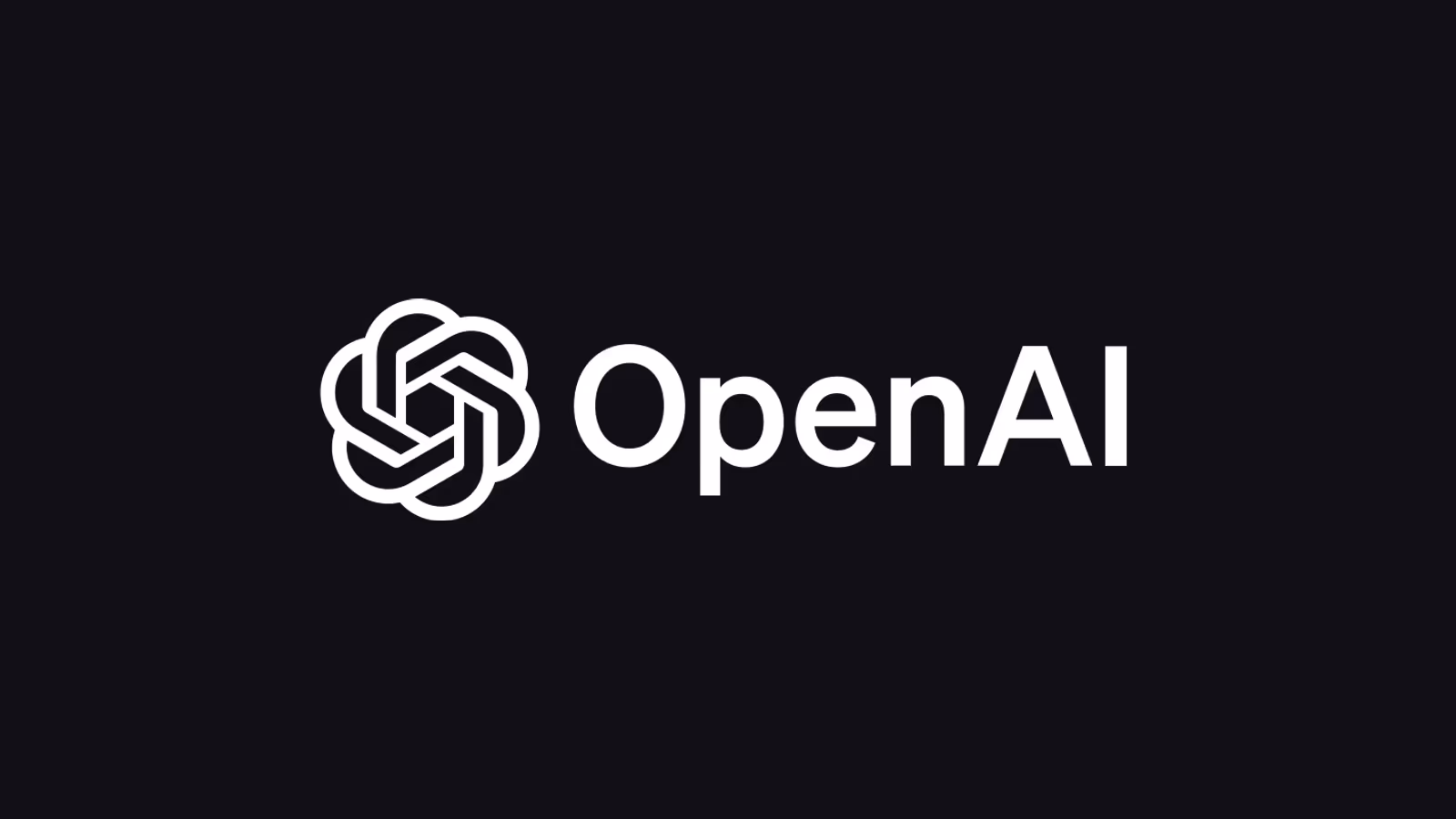 The OpenAI logo in white on a dark navy background.