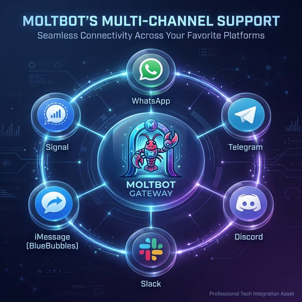Moltbot Multichannel Support Infographic