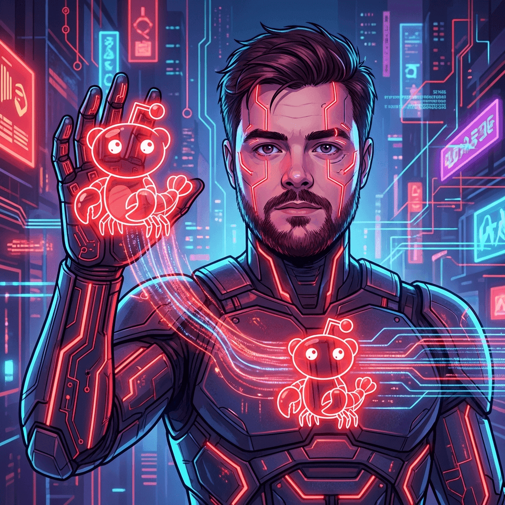 Matt Schlicht, the founder of Moltbook, in a stylized AI integration