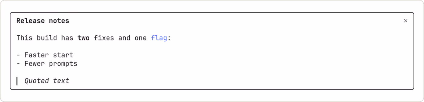 Anthropic gallery screenshot of the Markdown element rendering formatted text inside a mod pane