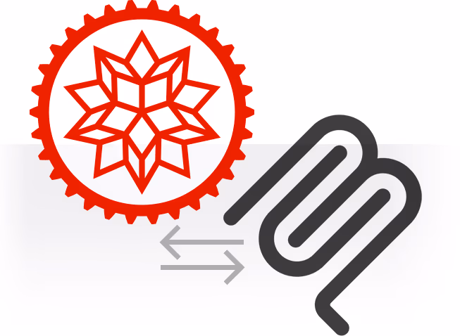 Wolfram's MCP Server graphic, showing the red Wolfram spikey logo inside a gear and the Model Context Protocol logo connected by two-way arrows