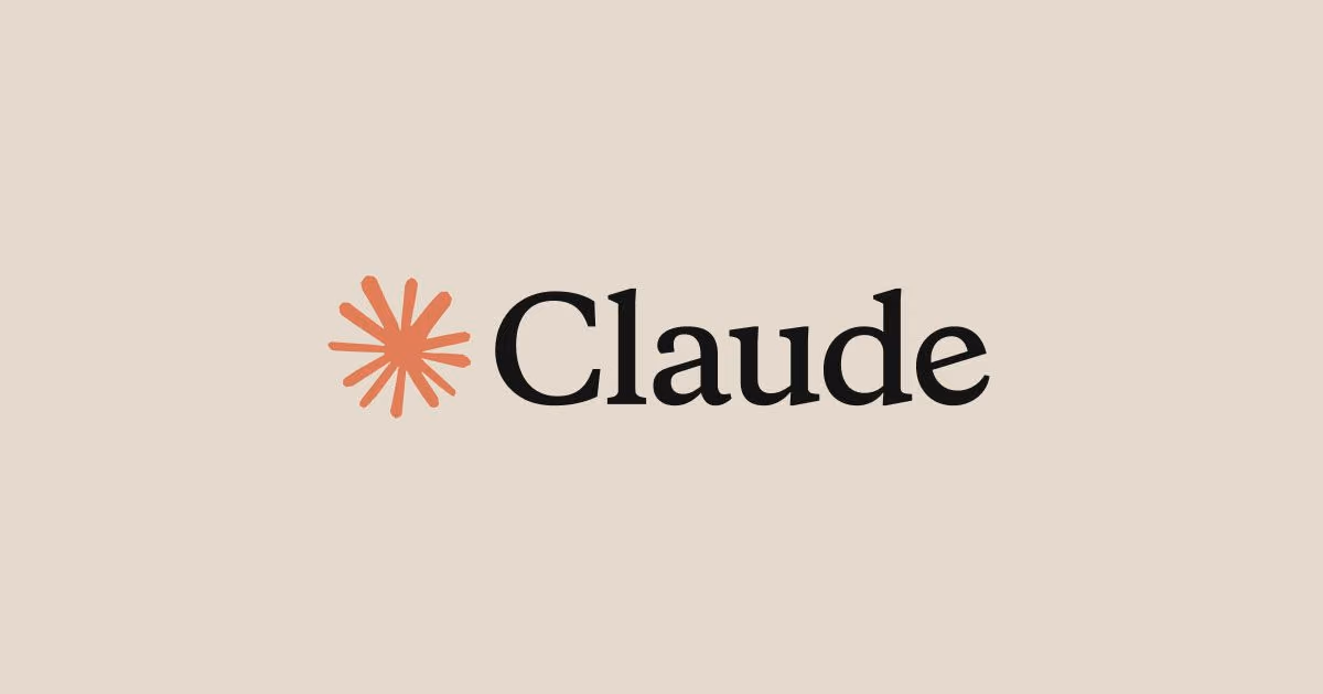 The Claude wordmark with the orange starburst logo on a beige background.