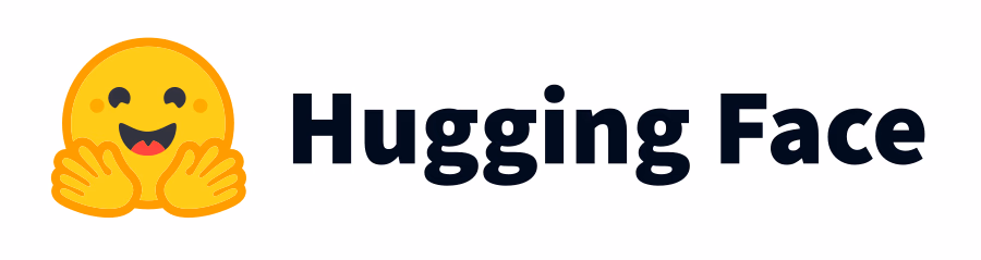 The Hugging Face logo: a yellow emoji face with hands raised, next to the wordmark 'Hugging Face'