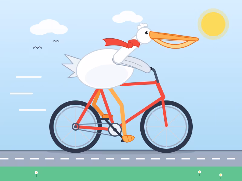 An SVG illustration of a pelican riding a bicycle, generated by Kimi K3 for Simon Willison's informal pelican benchmark test